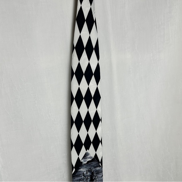 3/$20 💥 Vintage 1995 Looney Tunes Mens Tie Warner Bros. Black & White Diamond - Picture 10 of 16